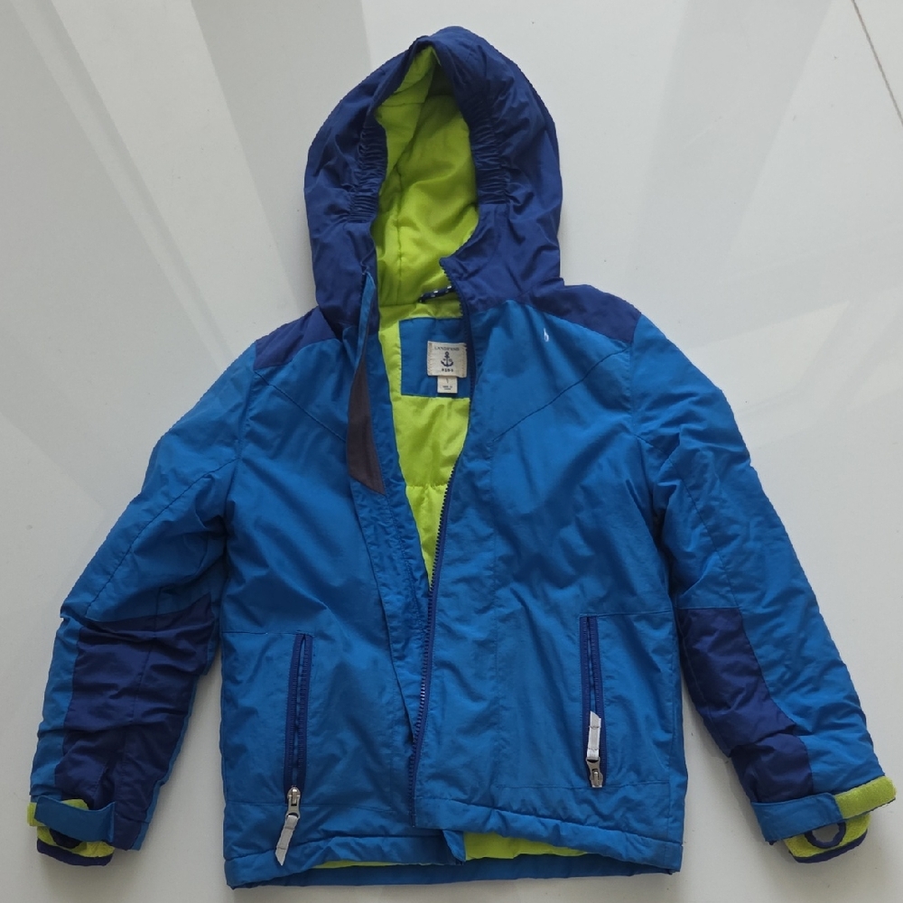 Lands' End Blue and Green Raincoat Waterproof Performance